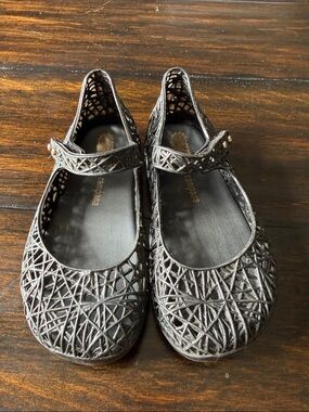 Mini Melissa Black Woven Mary Jane Sandals with Strap
